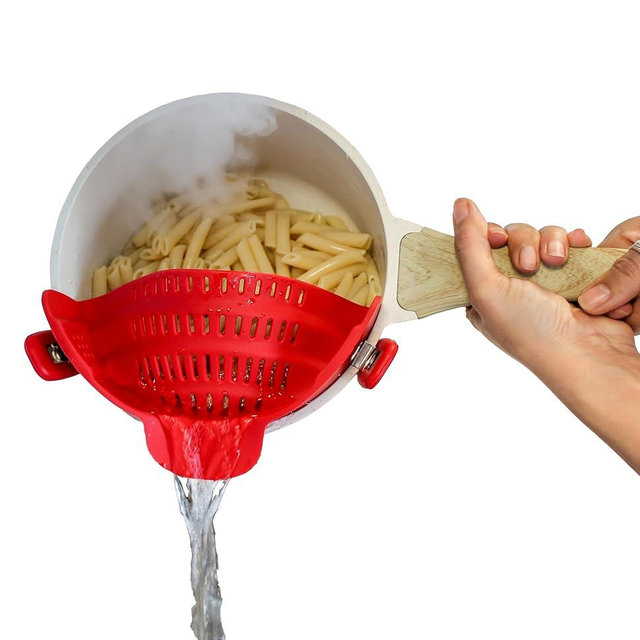 Perfect Pasta Pal Clip-on Strainer for Pots - Silicone Pasta Strainer - Heat Resistant, Space Saving Colander for Kitchen - Dishwasher Safe Pot Strainer - Cooking Essentials and Home Must Haves