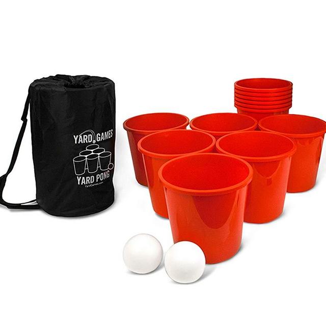 Yard Games Giant Yard Pong with Durable Buckets and Balls Including High Strength Carrying Case