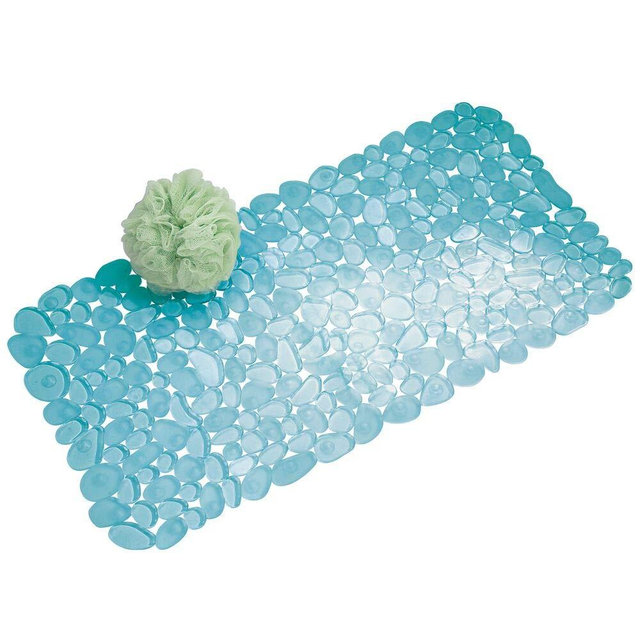 iDesign Pebblz Suction Non-Slip Bath Mat for Shower Bathtub, Stall, Set of 1, Blue