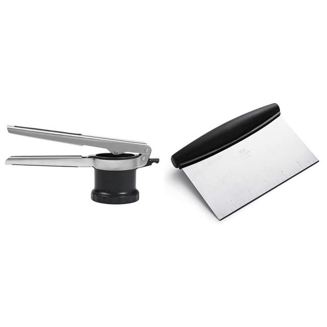 OXO Good Grips 3-in-1 Adjustable Potato Ricer & Good Grips Stainless Steel Scraper & Chopper