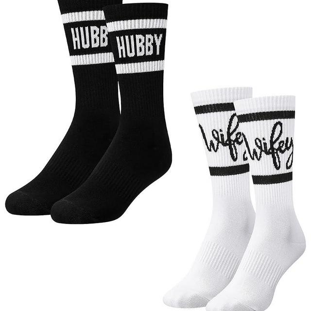 Shihanee 2 Pairs Wedding Gifts for Couples Wedding Crew Socks Bride and Groom Socks Mr and Mrs Gifts Engagement Favors