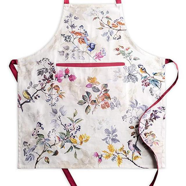 Maison d' Hermine Equinoxe 100% Cotton 1 Piece Kitchen Apron with an Adjustable Neck & Hidden Centre Pocket with Long Ties for Women | Men | Chef | Thanksgiving/Christmas (Beige, 27.50"x31.50")