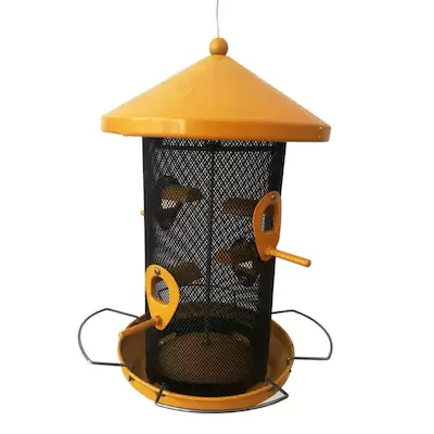 Style Selections Yellow Metal Hopper Bird Feeder