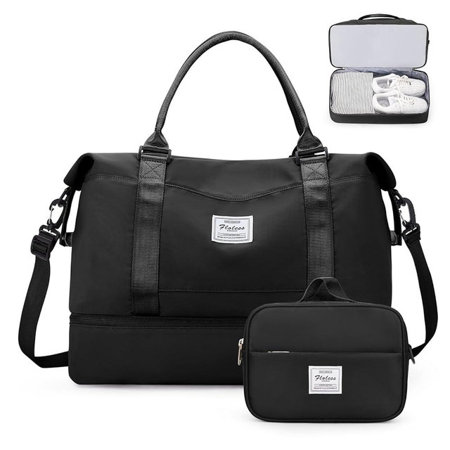 Weekender Bags for Women,Personal Item Travel Bag with Shoes Compartment,Overnight Travel Duffel Bag with Toiletry Bag,Medium
