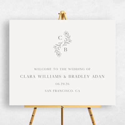 Dark Charcoal, Beige Wedding Sign - Creston Landscape
