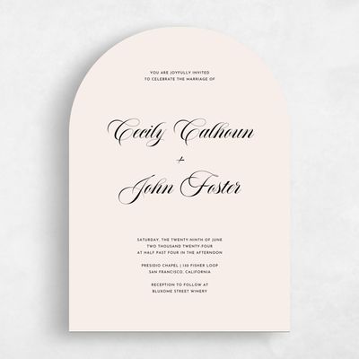 Beige Arch Wedding Invitation - Wilmington Portrait