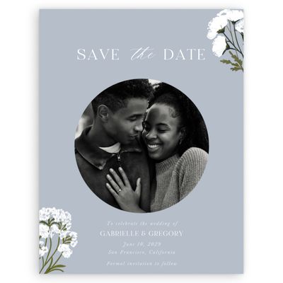 Cloud Gray, Grey Wedding Digital Save the Date - Nelia Photo