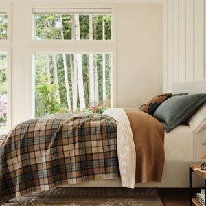 ECO-WISE WOOL PLAID/STRIPE BLANKET in Misty Ridge