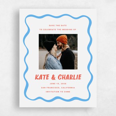Blue Typography Wedding Save the Date - Key West Photo