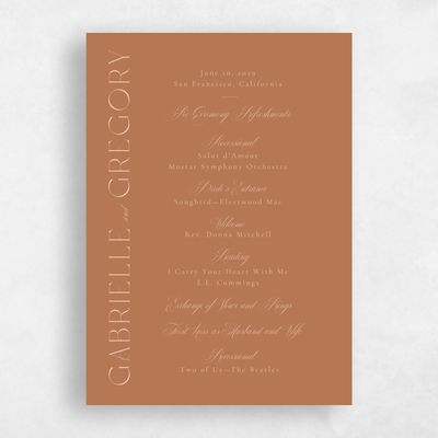 Orange Simple Wedding Program - Payton