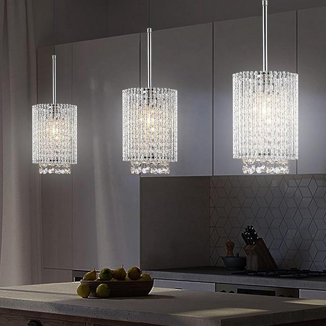 3 Pendant Lights Farmhouse Light Fixtures Kitchen Island Lighting Crystal Hanging Lamp Modern Pendants Ceiling Lamps,for Dinning Room Bedroom Hallway Bar (E26 Base)