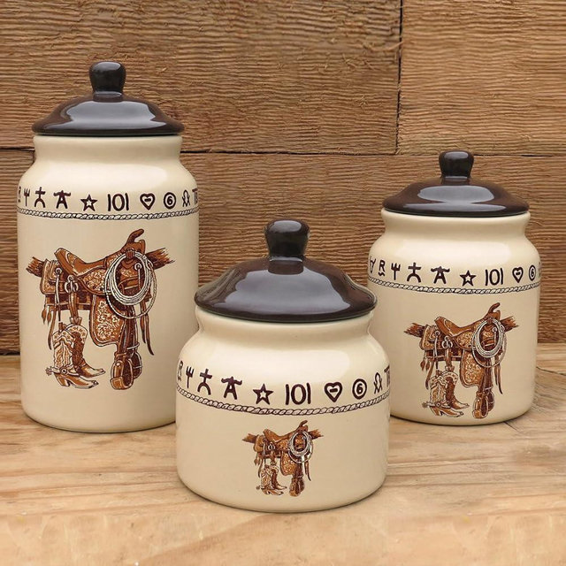 BLACK FOREST DECOR Saddle & Brands Canister Set