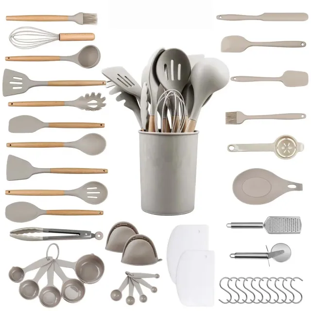 Silicone Kitchenware Set, 43-Piece Non-Stick Cooking Utensils Kitchen Set, Non-Stick 230°C Heat-Resistant Cookware