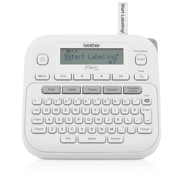 Brother P-Touch Label Maker, PTD220, Thermal, Inkless Printer for Home & Office, Portable & Lightweight, QWERTY Keyboard, One-Touch Keys & 25 Pre-Set Label Templates Label Memory (Renewed Premium)