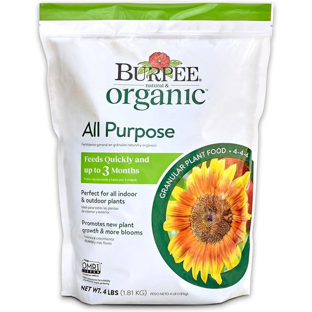 Burpee Natural Purpose Granular 4-Lb Organic Food for Growing Strong Plants | Good for Vegetable Garden, Flower Garden & Seed Starting, 4 lb, 4lb. Bag