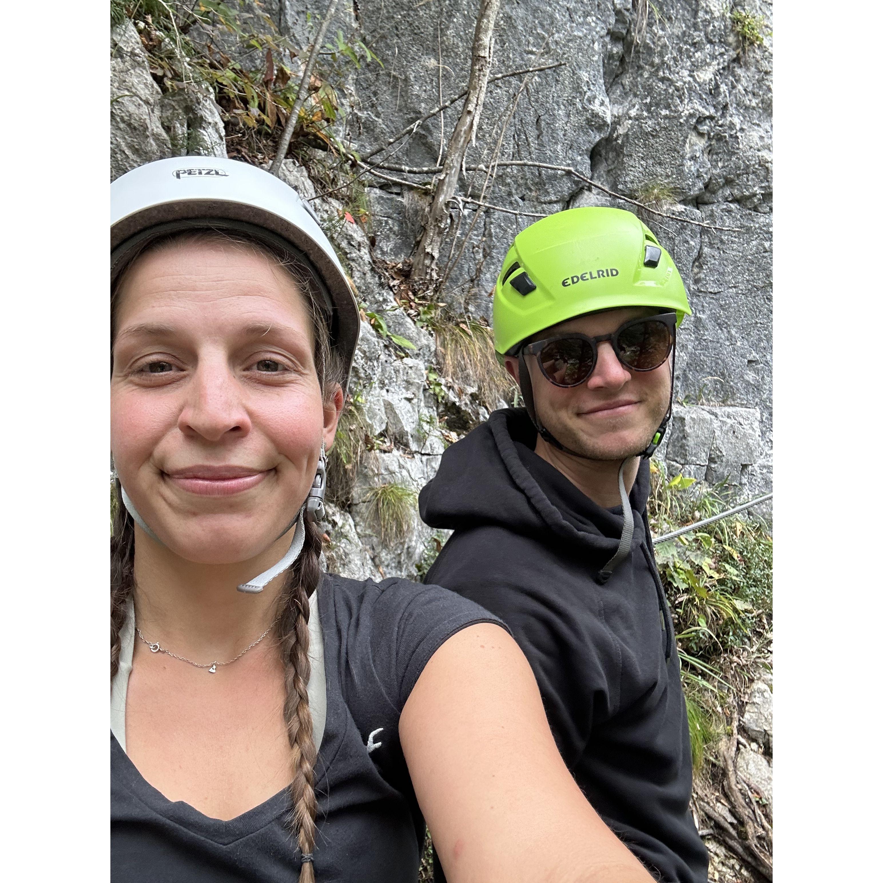 Nate's first time climbing in Weissbach bei Lofer, Salzburg.