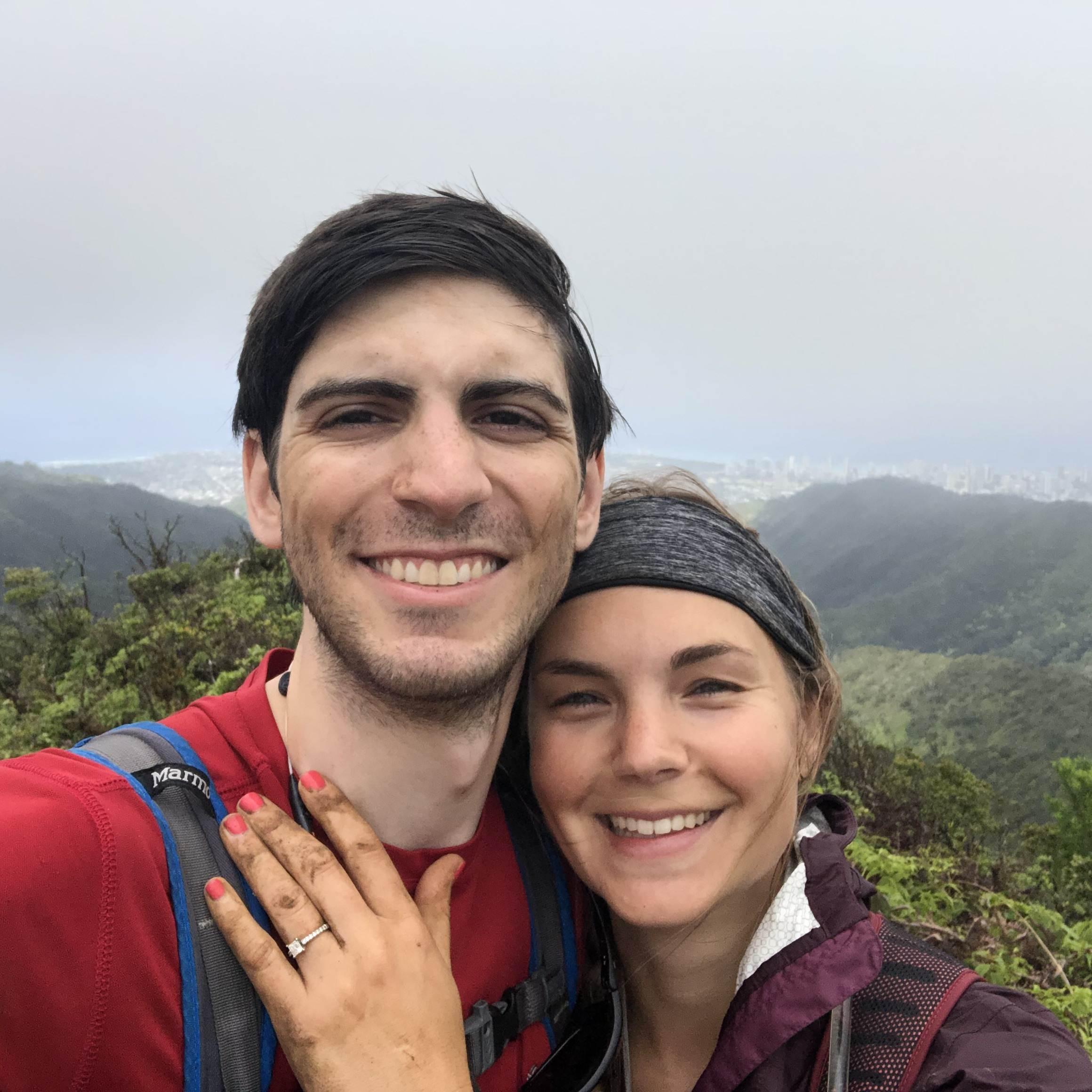 Hawaii the day after we got engaged on top of a mountain