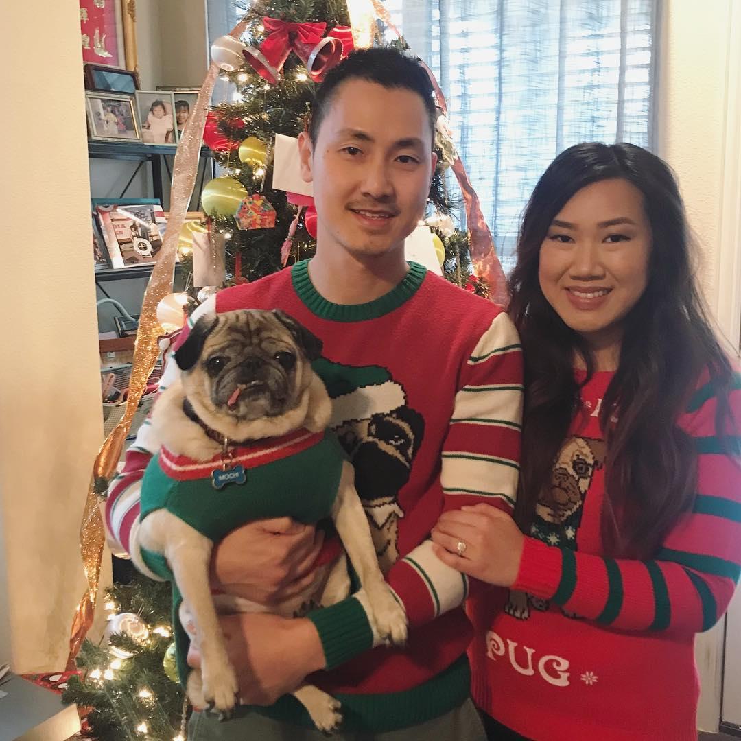 Our first Christmas being engaged, and of course the Mochi! :)