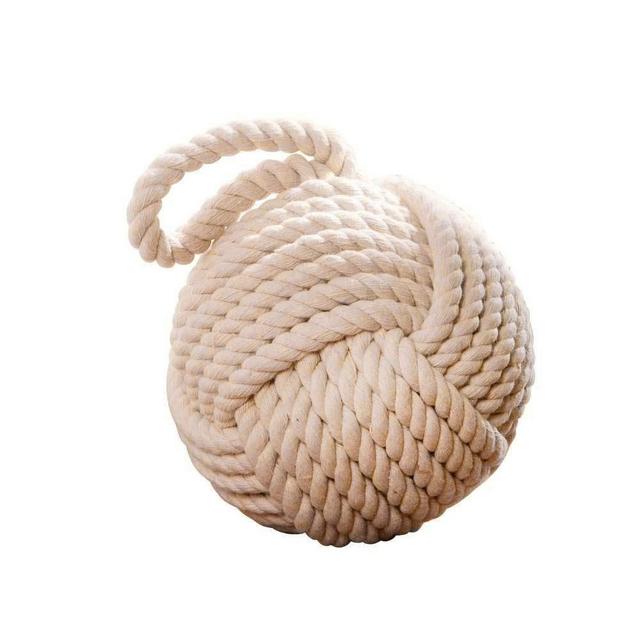 6 inch Dia. Cream Rope Knot Door Stopper, Decorative Door Stop Window Wedge, Bookend