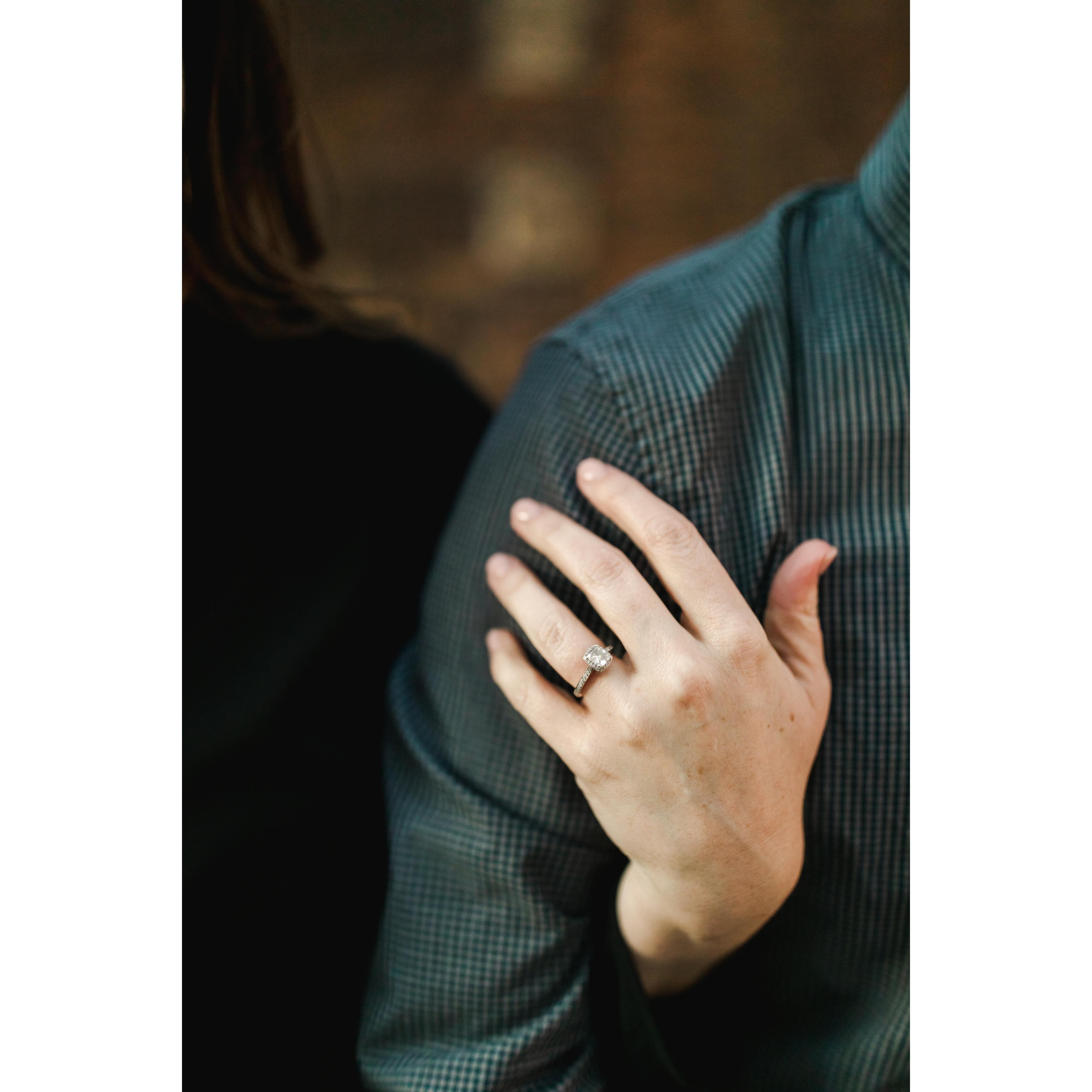 The engagement ring. Taylor picked it out with the help of our friend Claire! I think he did good!