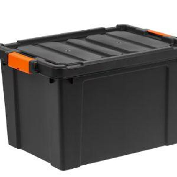 IRIS Heavy Duty Plastic Storage Tote X-large 20 -Gallons ( 78 -Quarts ) Black Heavy Duty Stackable Tote with Latching Lid