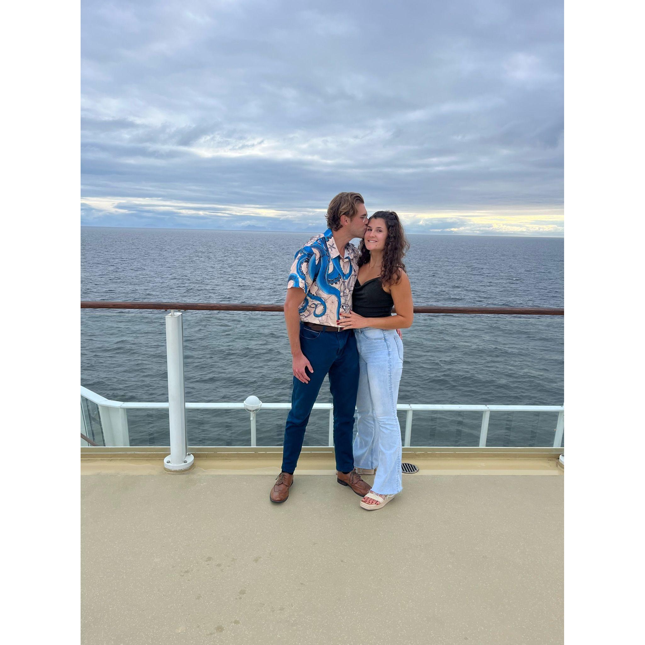 Enjoying a night out on our Alaskan cruise!