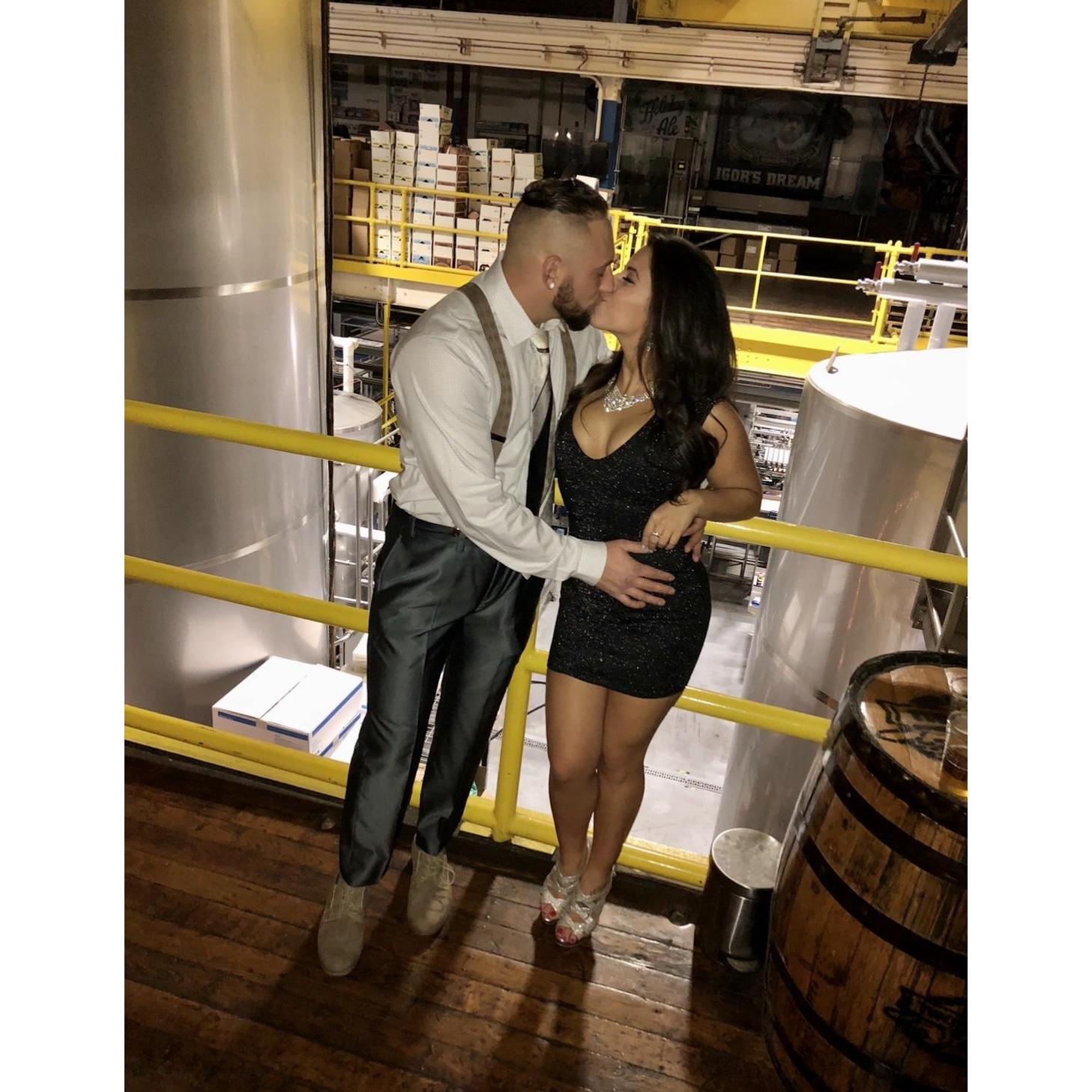 December 11, 2017 - His holiday party at Two Roads Brewery, we were both over dressed
