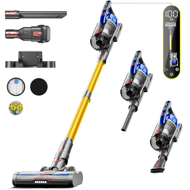 ZVSAHYX 55KPA 650W 70Mins Cordless Vacuum Cleaner, Cordless Vacuum with Dual Handle, Stick Vacuum with Aroma Tablet, Anti-Tangle Brush, Rechargeable Wireless Vacumm for Carpets/Hard Floors/Pet Hair