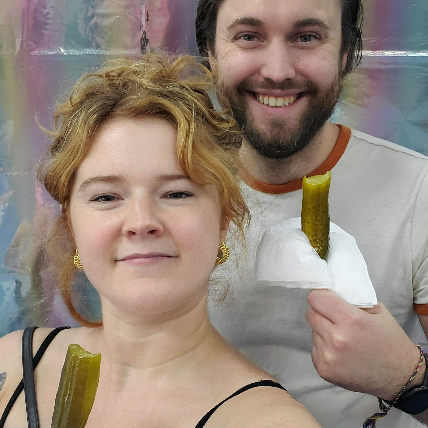 No mystery that that one of our favorite activities in too-sunny South Florida was wandering around weird antique malls. Here we are at our favorite in Pompano sampling their pickle-on-a-stick.