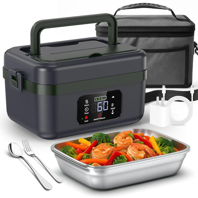 AERVOCE Heated Lunch Box - Cordless Electric Lunch Box For Men Women Insulated & Self Heating, 16000mAh Battery Powered Food Warmers With Containers For Office Car Truck Outdoor Drivers