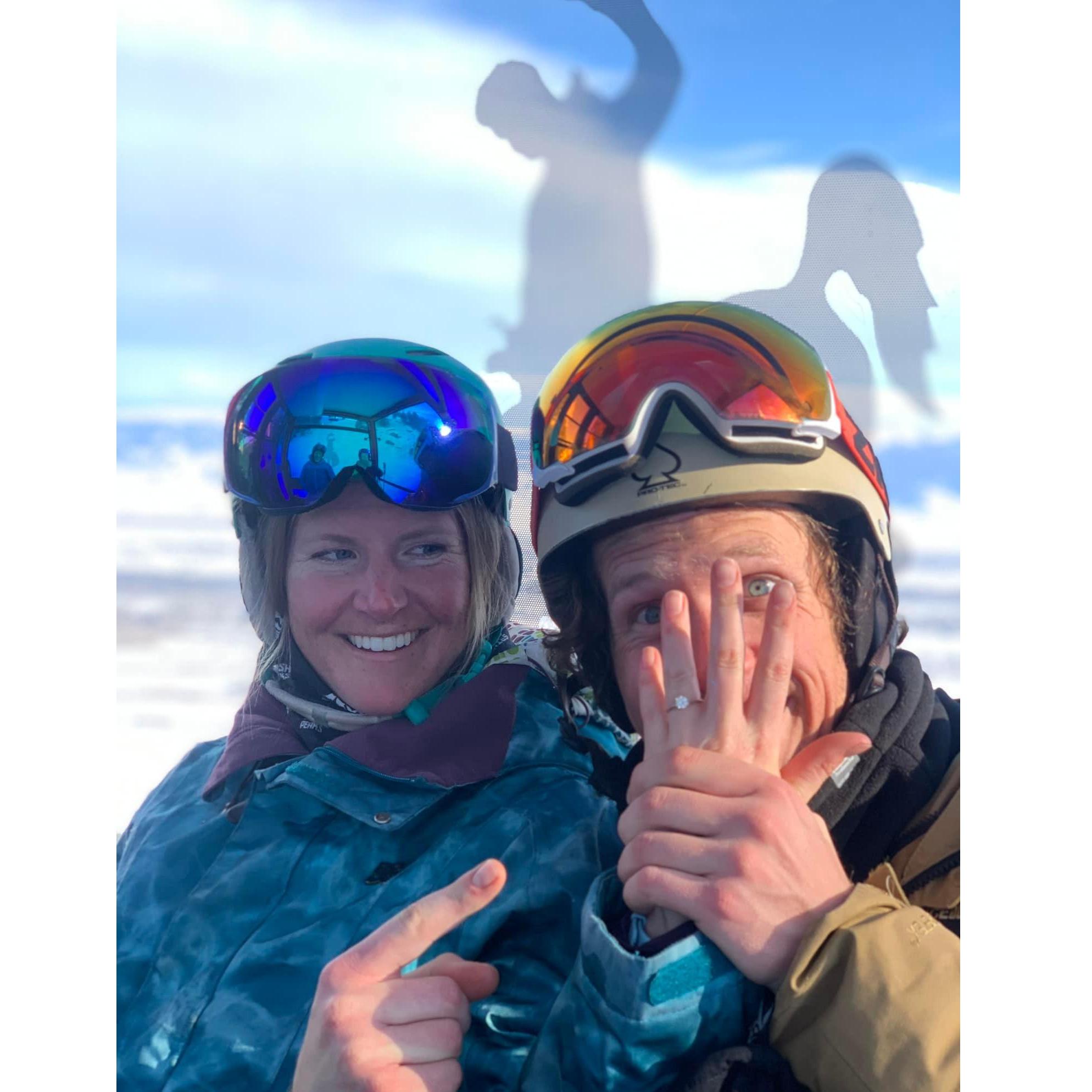 Jackson Hole ski trip, still stoked to be engaged.