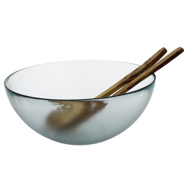 French Home 3-Piece Clear Recycled Glass Urban Salad Serving Set