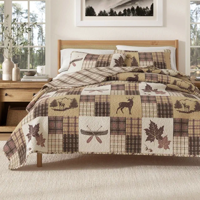 Rustic Lodge Reversible Quilt Set with Shams - Great Bay Home