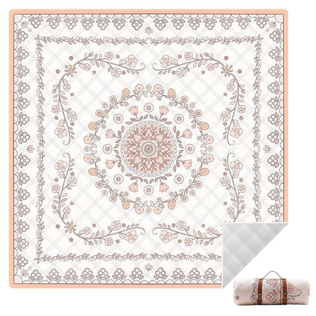 aoole Boho Picnic Blanket, 79" x 79" Extra Large Outdoor Picnic Mat, Outdoor Blanket, Beach Blanket, Washable Foldable Portable Blanket for Park Grass/Beach/Camping/Concerts