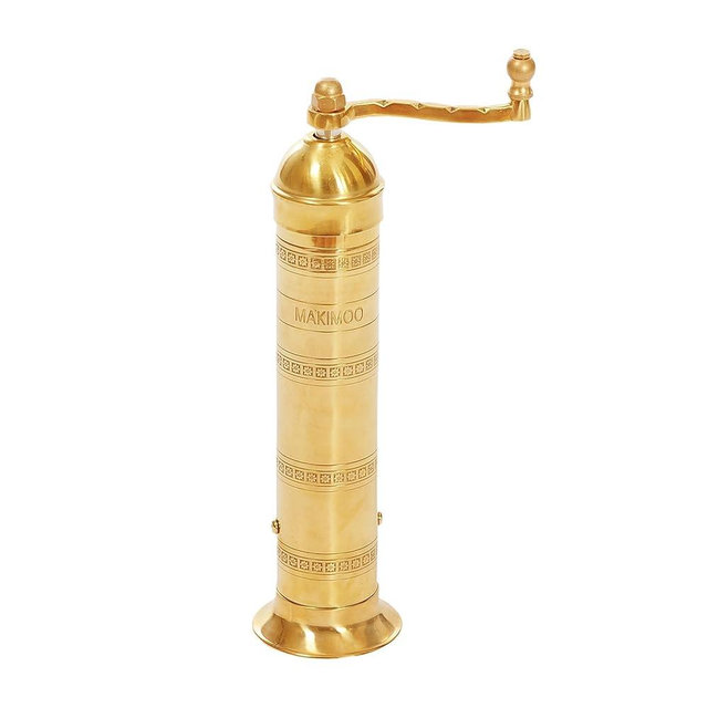 Makimoo Original Greek Pepper Mill, European Style Salt and Pepper Grinder, 9-Inch (Brass)