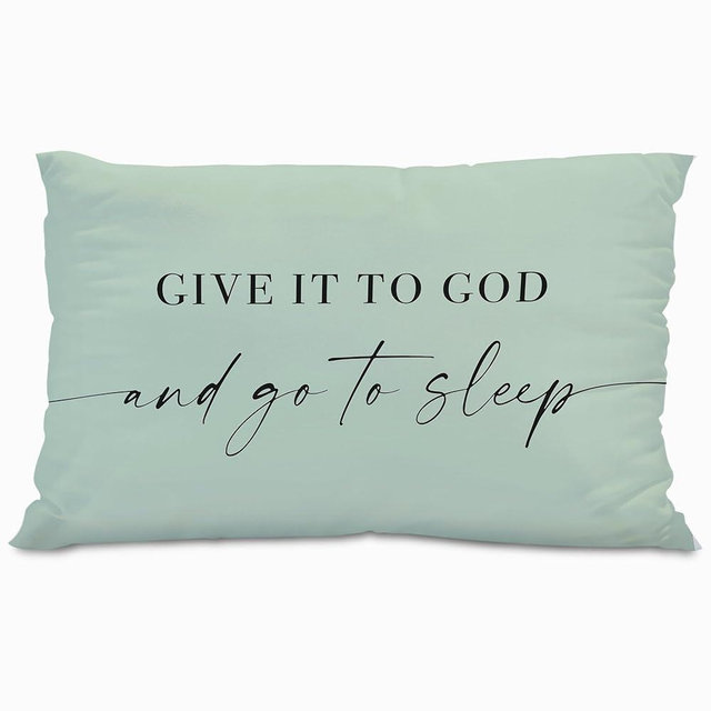 Knibeo Give It to God and Go to Sleep,Decorative Pillows Cover for Bed,Throw Pillows Cover for Bed,16x24 Inch Silk Pillow Case,Decorative Bed Pillows Cover for Bedroom Room（Violet 16" x 24"）