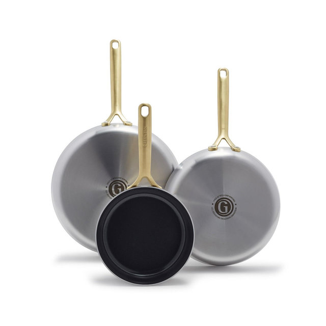 GreenPan GP5 Stainless Steel 3-Piece Frypan Set