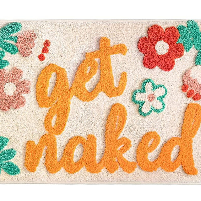 UIOIU Get Naked Bath Mat Pink Bathroom Rugs Funny Cute Bath Mats for Bathroom Decor Soft Microfiber Bath Rug Non-Slip Machine Washable 31 x 20 Inch