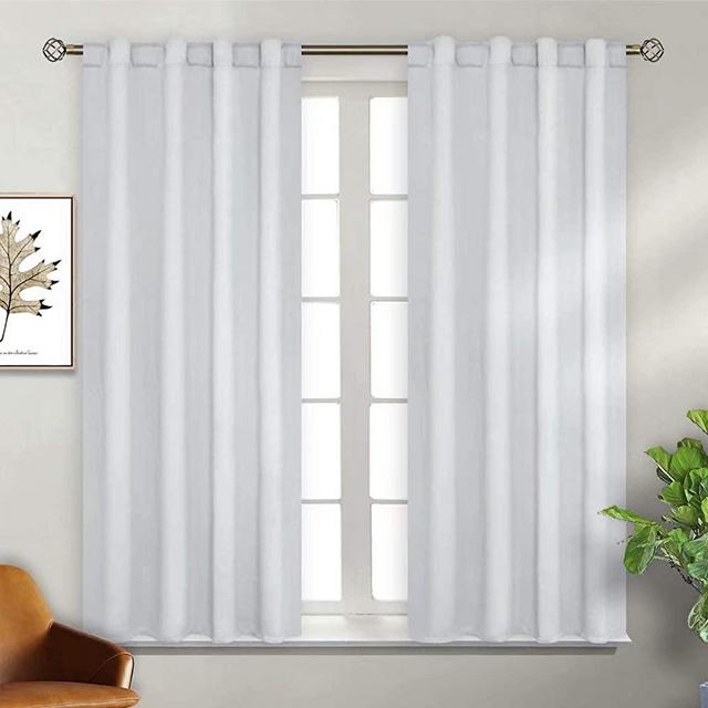 BGment Rod Pocket and Back Tab Blackout Curtains for Bedroom - Thermal Insulated Room Darkening Curtains for Living Room, 2 Window Curtain Panels (38 X 45 inch, Grayish White)
