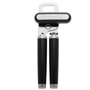 KitchenAid Classic Multifunction Can Opener and Bottle Opener Easy to Use, Razor Sharp Stainless Steel Cutting Wheel, Soft Ergonomic Handles, Black