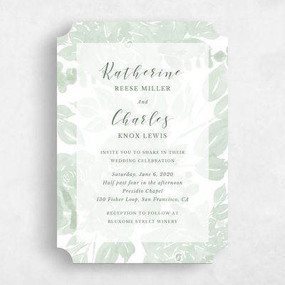 Green Ticket Wedding Invitation - Clemson Frame