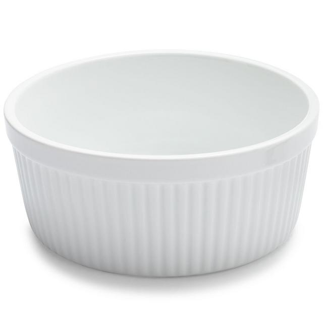 Sur La Table Porcelain Round Soufflé Dish with Ribbed Sides