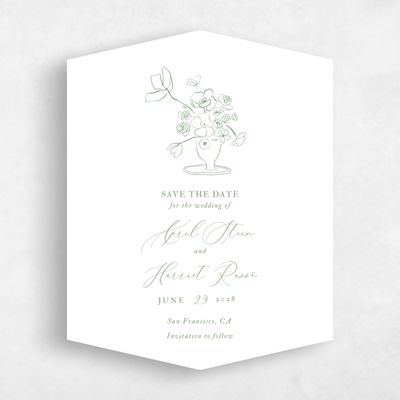 Green Diamond Wedding Save the Date - Keole Portrait