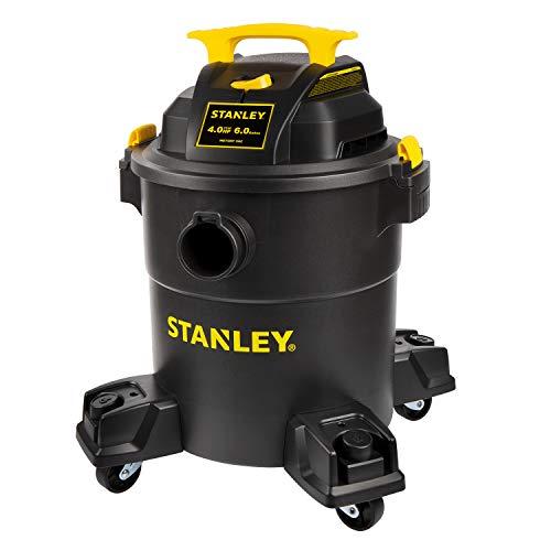 Stanley 6 Gallon Wet Dry Vacuum , 4 Peak HP Poly 3 in 1 Shop Vac Blower with Powerful Suction, Multifunctional Shop Vacuum W/ 4 Horsepower Motor for Job Site,Garage,Basement,Van,Workshop,Vehicle