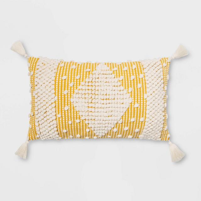 Lumbar Textured Diamond Throw Pillow Yellow - Opalhouse™