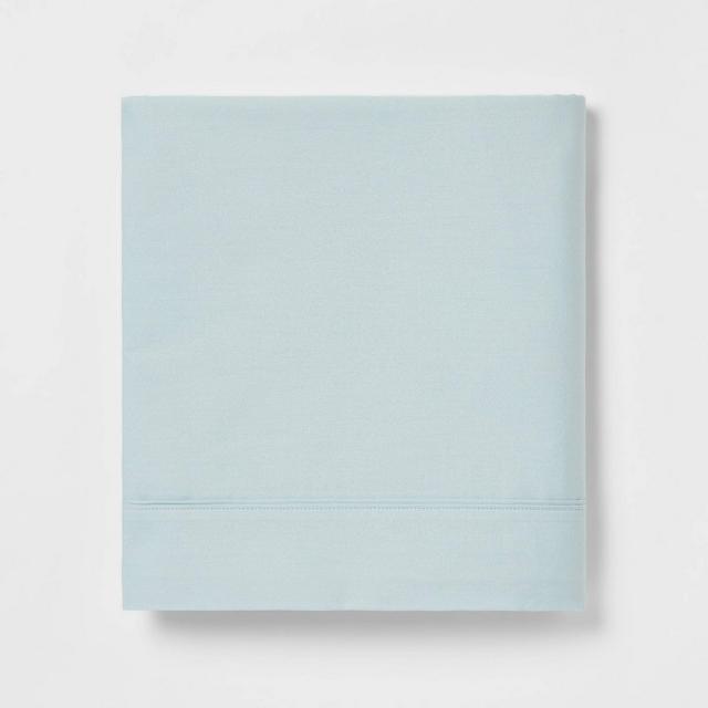 Queen 300 Thread Count Ultra Soft Flat Sheet Light Blue - Threshold™