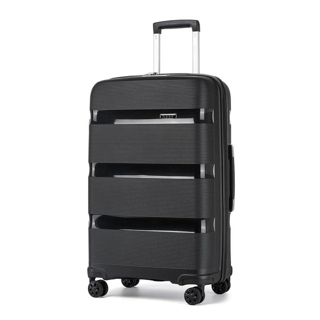 Kono Carry On Luggage 28 Inch Checked-Large Hard Shell Travel Trolley 4 Spinner Wheels Lightweight Polypropylene Suitcase with TSA Lock, Black