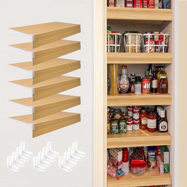 Zebrabox 24 x 12 inch PVC Faux Wood Wire Rack Covers with 12 Holders,Set of 6,Shelf Cover for Wire Shelving,Durable and Moisture-Resistant Shelves Covers for Store,Pantry,Removable Closet,Office