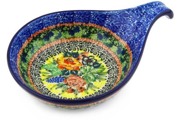 Polish Pottery 7" Condiment Server Copper Rose Meadow UNIKAT