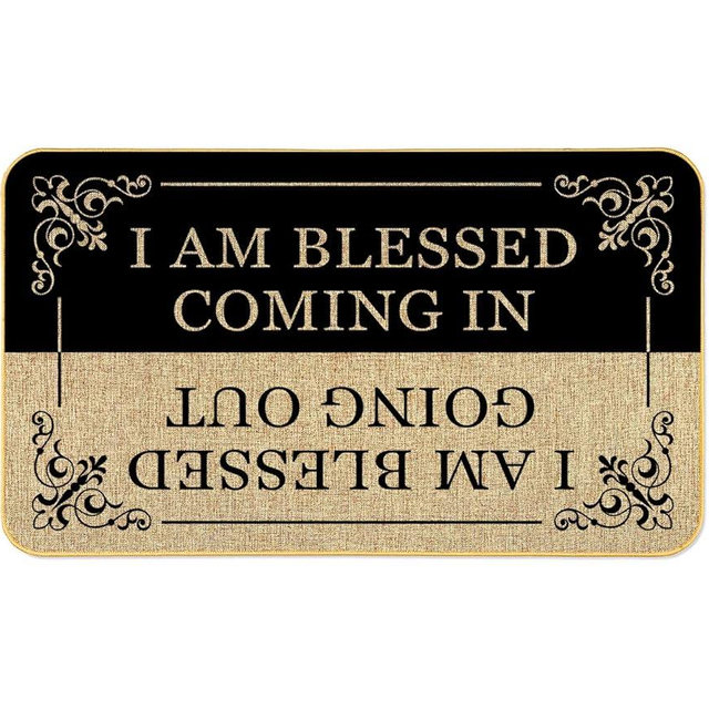 Front Door Mat I'm Blessed Come in Out Welcome Doormat for Entryway, 17''x29'' Fun Greeting Christian Doormats Non Slip Front Door Mat Farmhouse Rubber Based Outdoor Mat Rug for Indoor Patio